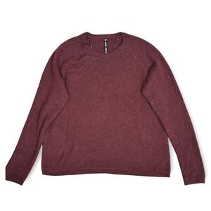 KUHL Women Sweater Sonata Pointelle Burgundy XL‎ Soft Knit Crew Neck Long Sleeve